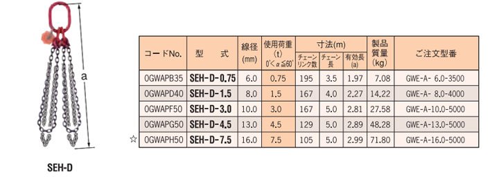 SEH-D型雙腿鏈條索具(直接式) SEH-D型雙腿鏈條索具(直接式)