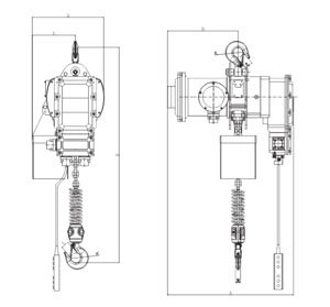 氣體防爆環(huán)鏈電動葫蘆尺寸圖 氣體防爆環(huán)鏈電動葫蘆尺寸圖