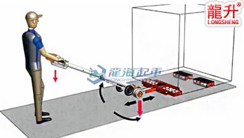 電動搬運(yùn)牽引桿搭配組合式搬運(yùn)小坦克示意圖